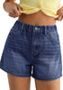 LookbookStore Darkness Blue High Waisted Baggy Wide Leg Denim Shorts Women Elastic Waist Mom Jorts 4