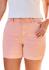 LookbookStore Women's Candy Pink High Waist Stretchy Denim Shorts, 5 Inch Inseam Trendy Summer Casual Jean Jorts with Pockets