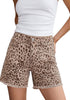 LookbookStore Women Pink Leopard High Rise Leopard Cheetah Print Jean Shorts, Stretch Denim Raw Hem Mid Thigh Casual Summer Jorts