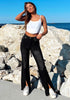 Proper Black Women's Brief High Waisted Flex Breathable Straight Leg Denim Pant