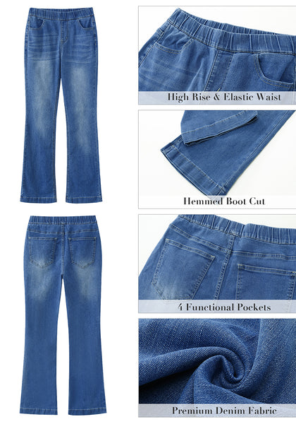 Classic Blue Women's Stretchy Bootcut Denim Pants High Waisted Flare Pants