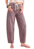 Pecan Brown Barrel Jeans for Women High Waisted Baggy Drawstring Wide Leg Denim Pants Stretchy Ankle Length 27.5 Inseam Casual Trendy