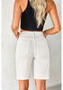 Relaxed Fit High Waisted Denim Bermuda Shorts Straight Leg Jeans
