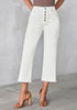 Cream White Women's Classic High Waist Denim Jeans with Button Fly