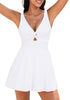 White Swimsuit V-neckline Low Cut Strappy Women Beach Monikini  Mega Stretch