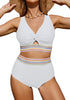 Cream White Women's 2 Piece Adjustable Strap Bikini Cami Split Swimsuit Tankini Set