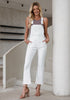 Cream White  Women's Casual Adjustable Strap fit Jumpsuit with Pocket Jeans Trouse