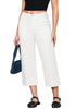 Cream White Women's Cropped High Rise Denim Pull On Retro Wide Leg Jeans