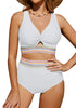 Cream White Women's 2 Piece Adjustable Strap Bikini Cami Split Swimsuit Tankini Set