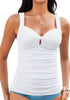 White Women's Adjustable Strap Tankini Bikini Top Swimwear Swimsuit