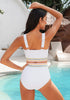 Cream White Women's 2 Piece Adjustable Strap Bikini Cami Split Swimsuit Tankini Set