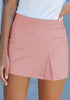 Chintz Rose Women's High Waisted Faux Leather Skirts Pull On Shorts With Side Split