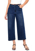 Nightfall Blue Women's High Waisted Wide Leg Denim Cropped Jean Pants for Curvy