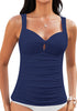 Navy Blue Women's Adjustable Strap Tankini Bikini Top Swimwear Swimsuit