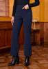 Navy Blue Fashionable High Waisted Wide Leg Trousers for Women Elastic Waist Loose Fit Corduroy Pants