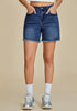 Darkness Blue for Women's High Waist Denim Pull On Shorts Relaxed Fit Straight Mega Stretch