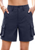 LookbookStore Women's Navy Blue High Waist Cargo Shorts, 7