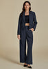 Navy Blue Women Business Casual Outfit Button Front Long Sleeve