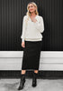 LookbookStore  Cream White Women's Knit Long Sleeve Faux Wrap Surplice V Neck Sweater Top