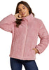 Pink Women Casual Corduroy Winter Full Front Zip Stand Neck Long Fit Moderate Jackets