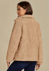 Beige Women Casual Corduroy Winter Full Front Zip Stand Neck Long Fit Moderate Jackets