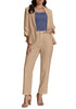 Beige Two piece set of women's 3/4 sleeve business coat and pants suit