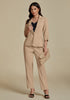 Beige Two piece set of women's 3/4 sleeve business coat and pants suit