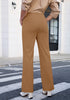 Tan Women's Wide Leg Corduroy Pants Fashion High Waisted Pants with Pockets