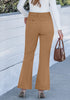 Tan Women's High Quality Corduroy Pants High Waist Winter Flared Pants Carry Pockets