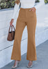 Tan Women's High Quality Corduroy Pants High Waist Winter Flared Pants Carry Pockets