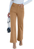 Tan Women's Wide Leg Corduroy Pants Fashion High Waisted Pants with Pockets
