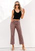 Pecan Brown Women's High Waisted Straight Leg Jeans Kick Flare Denim Long Pants