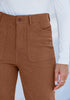 Pecan Brown Women's High Quality Corduroy Pants High Waist Winter Flared Pants Carry Pockets