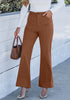 Pecan Brown Women's High Quality Corduroy Pants High Waist Winter Flared Pants Carry Pockets