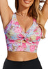 Purple Floral Women's Beach Bikini Top Swimsuit Cover Up Floral Printed Wide Adjustable Strap-Tops