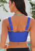 Nautical Blue Women's Swimwear Tops Padded Knot Twist One Piece Swimsuit Adjustable Strap Tankini Tops