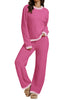 Magenta  Women's 2 Piece Long Lounge Sets Mega Stretch Wide Winter Top and Pants Full Acrylic