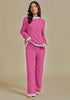 Magenta  Women's 2 Piece Long Lounge Sets Mega Stretch Wide Winter Top and Pants Full Acrylic