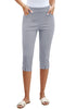 Light Gray Women's Capri High Waisted Pant Skinny Fit Pocket Stretch Legging Trousers