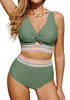 Iceberg Green Women's 2 Piece Adjustable Strap Bikini Cami Split Swimsuit Tankini Set