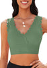 Army Green Women's Beach Wear Plain V-Neck Bikini Top Swimwear Wave Adjustable Strap