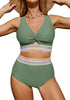 Iceberg Green Women's 2 Piece Adjustable Strap Bikini Cami Split Swimsuit Tankini Set