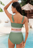 Iceberg Green Women's 2 Piece Adjustable Strap Bikini Cami Split Swimsuit Tankini Set