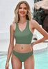 Army Green Women's Adjustable Strap Crop Racer Back Bikini Top Swimsuit