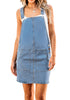 Medium Blue Side Pockets Overall Denim Pinafore Dress