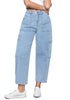 Cool Blue Women's Jeans Denim Relaxed Straight Ankle Length Barrel Cargo Pant