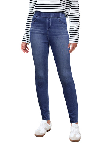 Reef Blue Washed Women's Stretch Slim Jeans High Waist Versatile Fashion Jeans Trousers Jeans