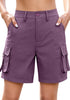 LookbookStore Women's Purple High Waist Cargo Shorts, 7