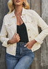 LookbookStore Women's Basic Long Sleeves Button Down Fitted Denim Jean Jackets