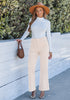 Turtledove  Women's High Quality Corduroy Pants High Waist Winter Flared Pants Carry Pockets